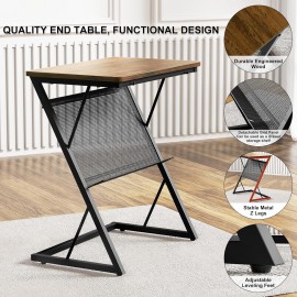 SRIWATANA End Table, Side Table for Bed, Couch and Sofa, Larger Desktop Z Table with Storage Shelf for Living Room, Bedroom