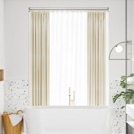 SZXIMU Shower Curtain Rod, 27-43 Inch Adjustable Spring Tension Shower Curtain Rod, Never Rust Non-Slip Shower Rod, No Drill Shower Curtain Rods for Bathroom, Brushed Nickel