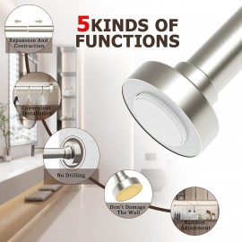 SZXIMU Shower Curtain Rod, 27-43 Inch Adjustable Spring Tension Shower Curtain Rod, Never Rust Non-Slip Shower Rod, No Drill Shower Curtain Rods for Bathroom, Brushed Nickel