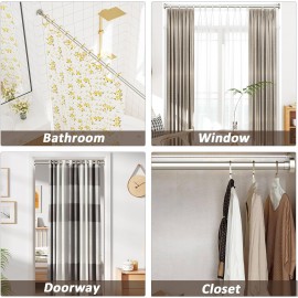 SZXIMU Shower Curtain Rod, 27-43 Inch Adjustable Spring Tension Shower Curtain Rod, Never Rust Non-Slip Shower Rod, No Drill Shower Curtain Rods for Bathroom, Brushed Nickel