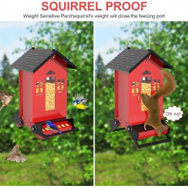 Auslar Bird Feeder, Metal Bird Feeder Squirrel Proof for Outdoors Hanging with Bilateral Weight-Activated Perches, 5LB Large Capacity Wild Bird Feeders for Outside and Garden Decoration Yard