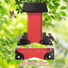Auslar Bird Feeder, Metal Bird Feeder Squirrel Proof for Outdoors Hanging with Bilateral Weight-Activated Perches, 5LB Large Capacity Wild Bird Feeders for Outside and Garden Decoration Yard
