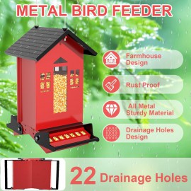 Auslar Bird Feeder, Metal Bird Feeder Squirrel Proof for Outdoors Hanging with Bilateral Weight-Activated Perches, 5LB Large Capacity Wild Bird Feeders for Outside and Garden Decoration Yard