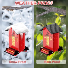 Auslar Bird Feeder, Metal Bird Feeder Squirrel Proof for Outdoors Hanging with Bilateral Weight-Activated Perches, 5LB Large Capacity Wild Bird Feeders for Outside and Garden Decoration Yard
