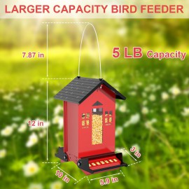 Auslar Bird Feeder, Metal Bird Feeder Squirrel Proof for Outdoors Hanging with Bilateral Weight-Activated Perches, 5LB Large Capacity Wild Bird Feeders for Outside and Garden Decoration Yard