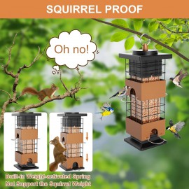 Auslar Bird Feeder, Metal Bird Feeder Squirrel Proof for Outdoors Hanging with 2.5LB Capacity, Hanging Bird Feeders for Outside and Garden Decoration Yard for Bird Watchers