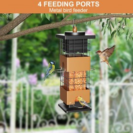 Auslar Bird Feeder, Metal Bird Feeder Squirrel Proof for Outdoors Hanging with 2.5LB Capacity, Hanging Bird Feeders for Outside and Garden Decoration Yard for Bird Watchers
