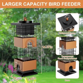 Auslar Bird Feeder, Metal Bird Feeder Squirrel Proof for Outdoors Hanging with 2.5LB Capacity, Hanging Bird Feeders for Outside and Garden Decoration Yard for Bird Watchers