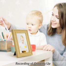 SZQINJI 4x6 Picture Frame Wood Bead Picture Frames Set of 6, Christams Gift Photo Frame 4x6 for Wall & Tabletop Display Horizontal &Vertical, Natural