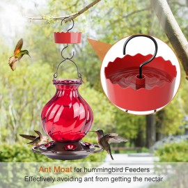 Auslar Ant Moat for Hummingbird Feeders, Ant Guard for Hummingbird & Oriole Feeders, 3.5 OZ X 4 Pack Red Large Capacity Ant Trap for Outdoor Yard Hanging Feeders
