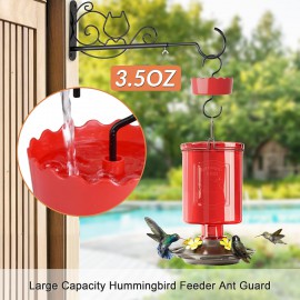 Auslar Ant Moat for Hummingbird Feeders, Ant Guard for Hummingbird & Oriole Feeders, 3.5 OZ X 4 Pack Red Large Capacity Ant Trap for Outdoor Yard Hanging Feeders