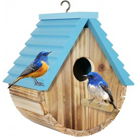 Auslar Bird House, Bird Houses for Outside, Hanging Wooden Bird House for Bluebird Cardinals Finch Wren Swallow, 1.57” Entrance Hole,2 Way Installation