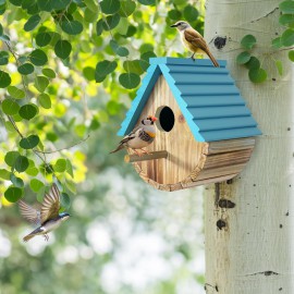 Auslar Bird House, Bird Houses for Outside, Hanging Wooden Bird House for Bluebird Cardinals Finch Wren Swallow, 1.57” Entrance Hole,2 Way Installation