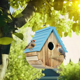 Auslar Bird House, Bird Houses for Outside, Hanging Wooden Bird House for Bluebird Cardinals Finch Wren Swallow, 1.57” Entrance Hole,2 Way Installation