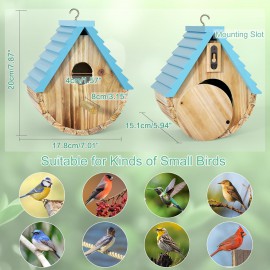 Auslar Bird House, Bird Houses for Outside, Hanging Wooden Bird House for Bluebird Cardinals Finch Wren Swallow, 1.57” Entrance Hole,2 Way Installation