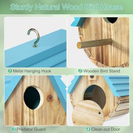 Auslar Bird House, Bird Houses for Outside, Hanging Wooden Bird House for Bluebird Cardinals Finch Wren Swallow, 1.57” Entrance Hole,2 Way Installation