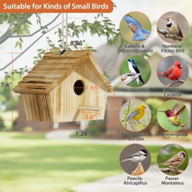 Auslar Bird House, Bird Houses for Outside, Outdoor Bird House for Bluebird Cardinals Finch Wren Swallow, 1.57” Entrance Hole Wooden Birdhouse, Hanging Bird House for Garden Decoration Yard