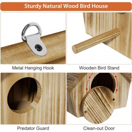 Auslar Bird House, Bird Houses for Outside, Outdoor Bird House for Bluebird Cardinals Finch Wren Swallow, 1.57” Entrance Hole Wooden Birdhouse, Hanging Bird House for Garden Decoration Yard