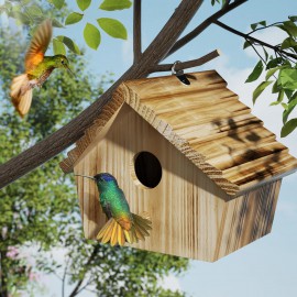 Auslar Bird House, Bird Houses for Outside, Outdoor Bird House for Bluebird Cardinals Finch Wren Swallow, 1.57” Entrance Hole Wooden Birdhouse, Hanging Bird House for Garden Decoration Yard