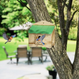 Auslar Bird House, Bird Houses for Outside, Outdoor Bird House for Bluebird Cardinals Finch Wren Swallow, 1.57” Entrance Hole Wood Birdhouse, Hanging Bird House for Garden Decoration Yard