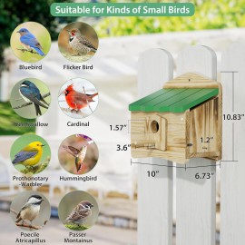 Auslar Bird House, Bird Houses for Outside, Outdoor Bird House for Bluebird Cardinals Finch Wren Swallow, 1.57” Entrance Hole Wood Birdhouse, Hanging Bird House for Garden Decoration Yard