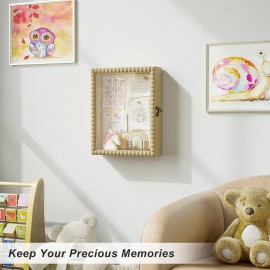 Love-KANKEI Shadow Box Frame 8x10,Wood Deep Shadow Box Display Case with Unique Beads Door and Glass Window, Memory Box for Pictures,Medals,Memorabilia,Collections Natural