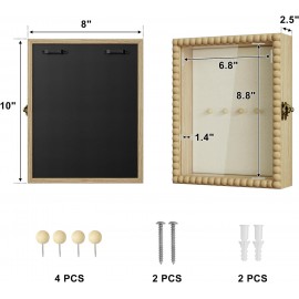 Love-KANKEI Shadow Box Frame 8x10,Wood Deep Shadow Box Display Case with Unique Beads Door and Glass Window, Memory Box for Pictures,Medals,Memorabilia,Collections Natural
