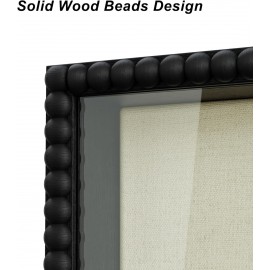 Love-KANKEI Shadow Box Frame 11x14, Deep Large Shadow Box Display Case with Unique Beads Door and Glass Window, Wood Memory Box for Pictures,Medals,Memorabilia,Collections Black