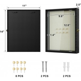 Love-KANKEI Shadow Box Frame 11x14, Deep Large Shadow Box Display Case with Unique Beads Door and Glass Window, Wood Memory Box for Pictures,Medals,Memorabilia,Collections Black
