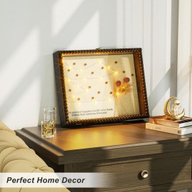 Love-KANKEI Shadow Box Frame 11x14, Deep Large Shadow Box Display Case with Unique Beads Door and Glass Window, Wood Memory Box for Pictures,Medals,Memorabilia,Collections Black