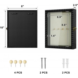 Love-KANKEI Shadow Box Frame 8x10,Wood Deep Shadow Box Display Case with Unique Beads Door and Glass Window, Memory Box for Pictures,Medals,Memorabilia,Collections Black