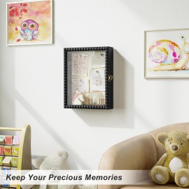 Love-KANKEI Shadow Box Frame 8x10,Wood Deep Shadow Box Display Case with Unique Beads Door and Glass Window, Memory Box for Pictures,Medals,Memorabilia,Collections Black