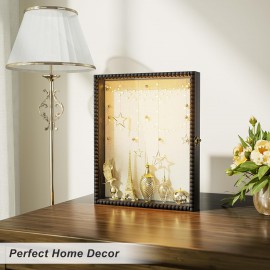 Love-KANKEI Shadow Box Frame 13x16, Deep Large Shadow Box Display Case with Unique Beads Door and Glass Window, Wood Memory Box for Pictures,Medals,Memorabilia,Collections Black