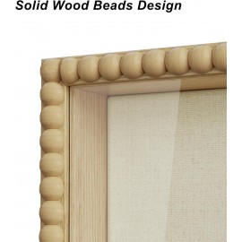 Love-KANKEI Shadow Box Frame 13x16, Deep Large Shadow Box Display Case with Unique Beads Door and Glass Window, Wood Memory Box for Pictures,Medals,Memorabilia,Collections Natural