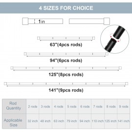 Black Curtain Rods-EUPLAR Curtain Rods for Windows 32 to 63 inch, 1 Inch Splicing Heavy Duty Window Curtain Rod with 3 Brackets