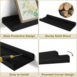 Love-KANKEI Black Floating Shelves for Wall Set of 4, Wood Wall Shelves with Lip,15.6 Inch Rustic Hanging Shelves for Bedroom Bathroom Living Room Kitchen Nursery Display