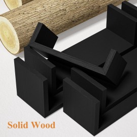 SRIWATANA Floating Shelves, Modern Wall Mounted Shelves for Bathroom, Bedroom, Kitchen, Living Room, Office, Wood Shelves for Wall Decor Set of 5 (Weathered Black)