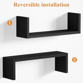 SRIWATANA Floating Shelves, Modern Wall Mounted Shelves for Bathroom, Bedroom, Kitchen, Living Room, Office, Wood Shelves for Wall Decor Set of 5 (Weathered Black)