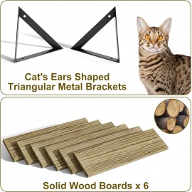 SRIWATANA Floating Shelves for Wall Storage, Wall Mounted Shelves for Bathroom, Bedroom, Kitchen, Living Room,Wood Shelves for Wall Decor, Set of 6 (Carbonized Black)