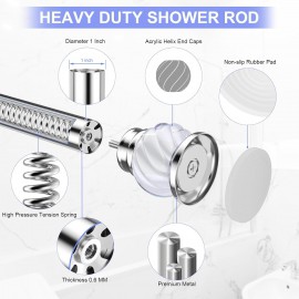 Shower Rod-EUPLAR Shower Curtain Rod, 43-72 Inches Spring Tension Curtain Rod, Adjustable, No Drill, Rust Proof, Non-Slip Tension Shower Curtain Rods for Bathroom, Chrome