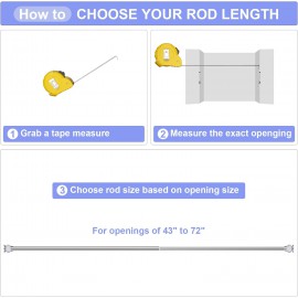 Shower Rod-EUPLAR Shower Curtain Rod, 43-72 Inches Spring Tension Curtain Rod, Adjustable, No Drill, Rust Proof, Non-Slip Tension Shower Curtain Rods for Bathroom, Chrome