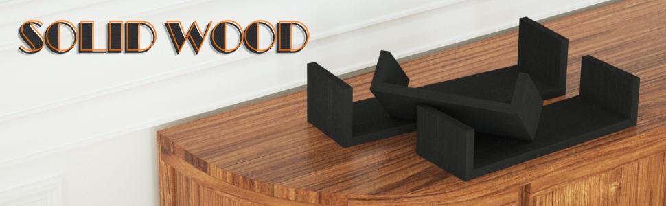 black shelves