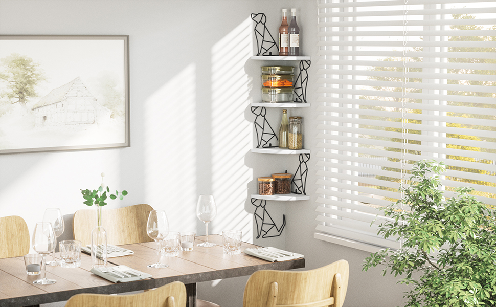 white floating shelves