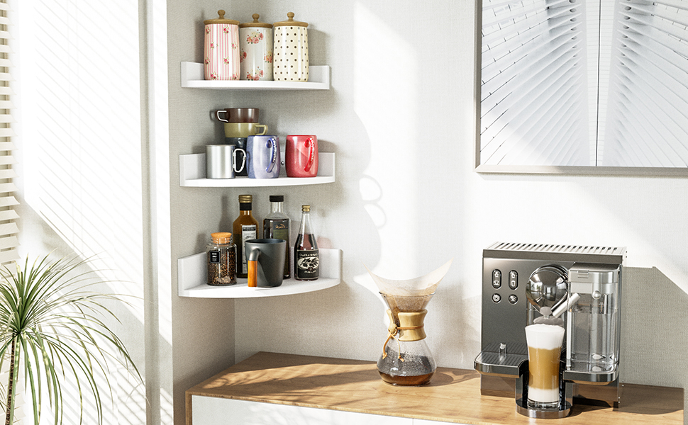 white shelves