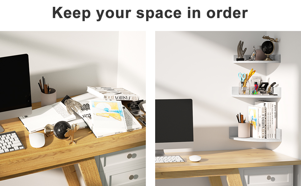 white shelves